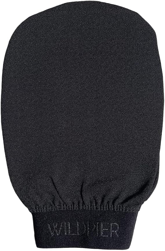 Wildpier Ultimate Deep Exfoliating Glove Mitt Body Scrub for Bath Shower Spa Hand Exfoliator Gloves, Dead Skin Cell Remover, Plant Based Deep Exfoliation Scrubber, Black