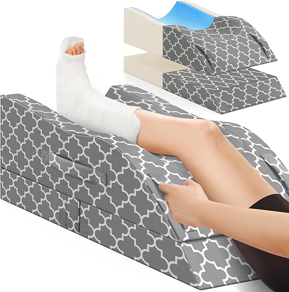 CloudBliss Leg Elevation Pillows for After Surgery, Wedge Pillow, Grey