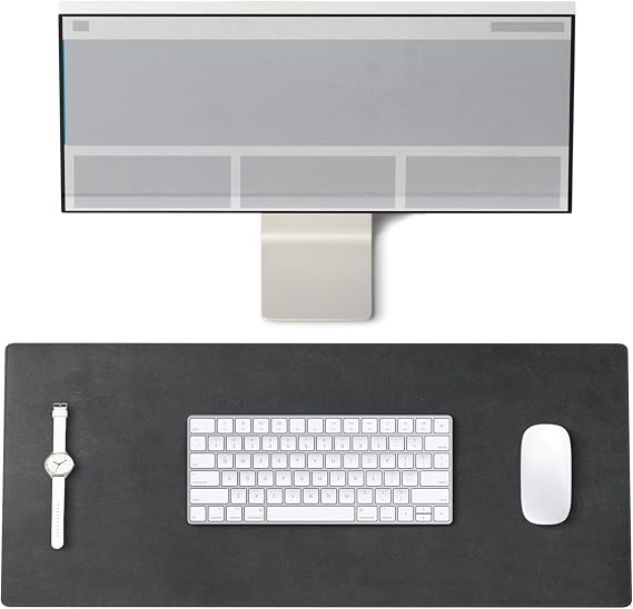 Customized Handmade Leather 26"x13" Desk Mat, Handcrafted Genuine Leather Desk Pad for Office, Personalized Protective Mouse Pad, Small, Black