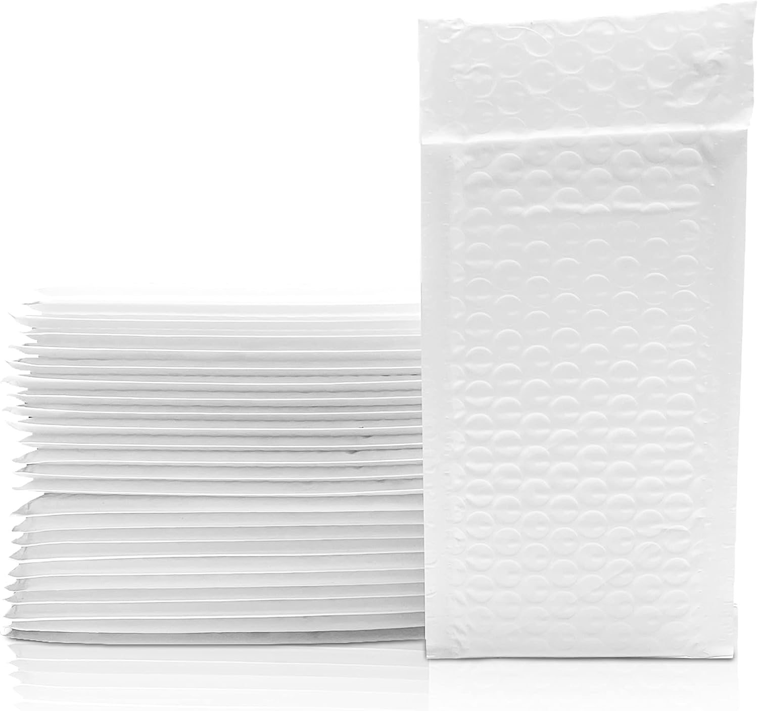 Kingsley White Bubble Mailers, 3x9.5 Inches, 50 Pack, Padded Poly Mailers, Recycled Material, Shipping Bags, Packaging Bags, Padded Envelopes 4x9.5 outside dimension, White