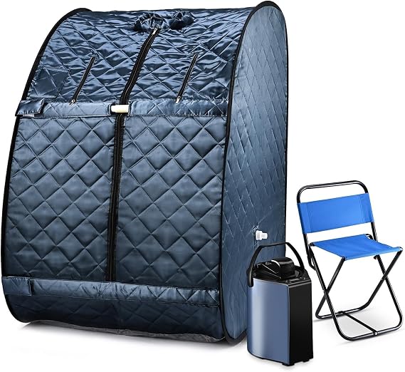 Home Portable Steam Sauna, 3L 800W Portable Full Body Steam Room, Home Sauna Tent with Steamer, Chair, Remote Control, Black