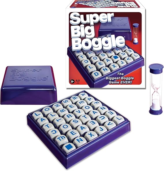 Winning Moves Super Big Boggle, 6x6 Grid with 36 Letter Cubes | Biggest Boggle Game Ever, 4 Minute Sand Timer, 2 or More Players, Ages 8+