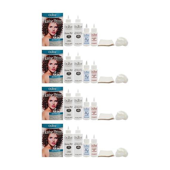 Ogilvie Salon Styles Home Perm The Original with Extra Body for Men & Women - For Color Treated, Normal Hair - Lasting Smooth Curls & Waves Before & After Conditioners with Drip Guard - 4 Pc
