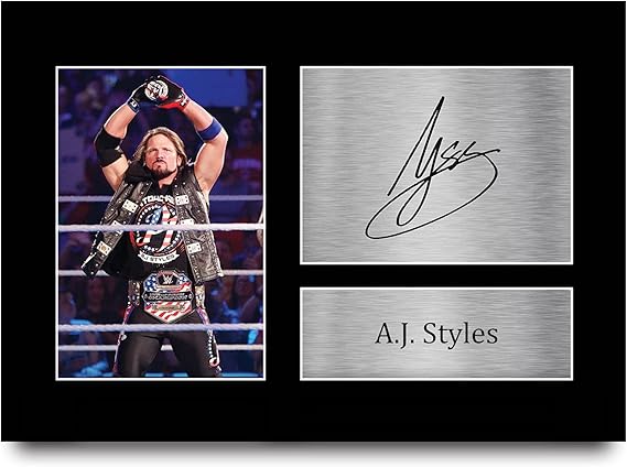 HWC Trading A.J. Styles Gift Signed A4 Printed Autograph WWE Wrestling Gifts Print Photo Picture Display