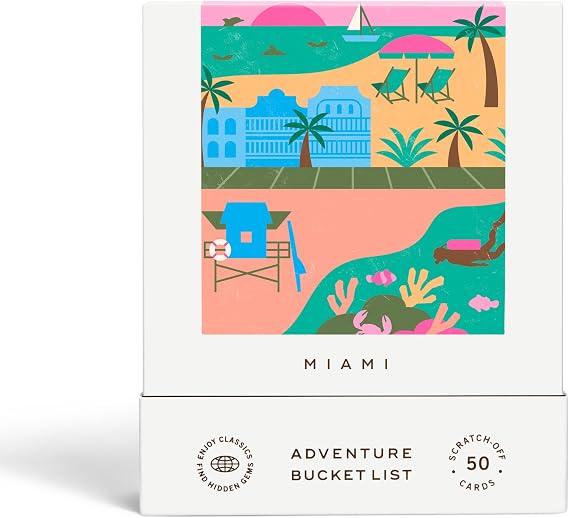 Reach International Outfitters Miami Adventure Bucket List - 50 Scratch-Off Cards for Outdoor Activities, Tourist Attractions, and Landmarks Guide for Exploring Miami
