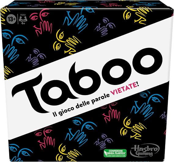Hasbro Gaming Classic Taboo Game, Party Game, Word Game for Adults and Teenagers, Guessing Game for 4 and More Players, from 13 Years, Italian Version