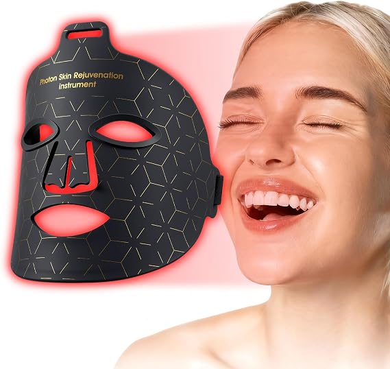 LED Face Mask & Red Light Therapy Mask with 8 Colours,850nm 944 LEDs & 17 Modes for Anti-Ageing & Acne, IPX7