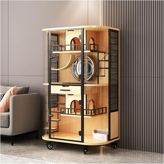 Cat House Wood Cat Cabinet Villa Double Bungalow Cat Cat Villa