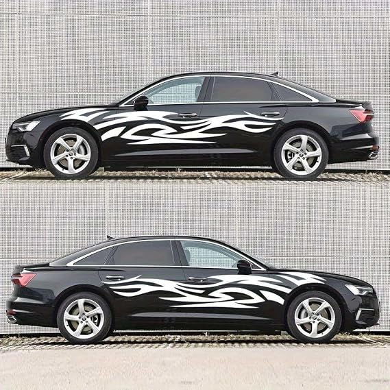 QIZUN 2Pcs Car Side Door Stripes Graphics Stickers for Dacia Logan MCV 2 (II) I 2013-2019 2020, Body Racing Decals Sport Vinyl Protector Trim Styling