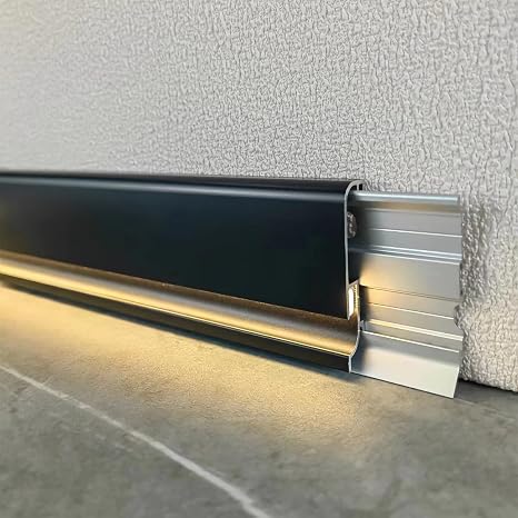 3.3ft/1M Minimalist Skirting Baseboard, H5cm(2inches) Metal Aluminum Board