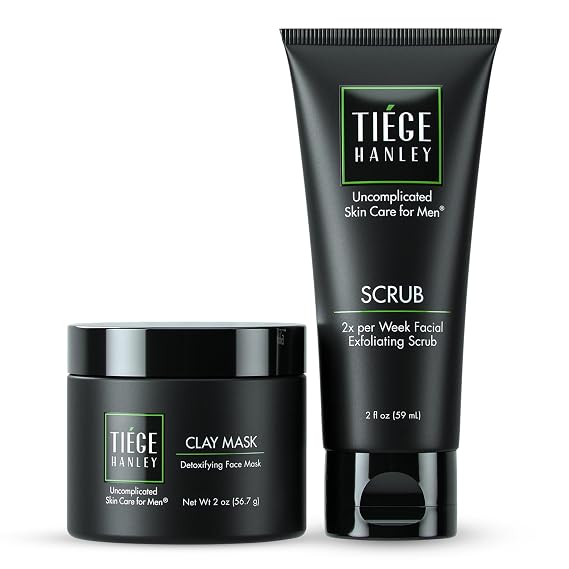 Tiege Hanley Facial Clay Mask & Face Scrub Set for Men, 2 Piece Kit