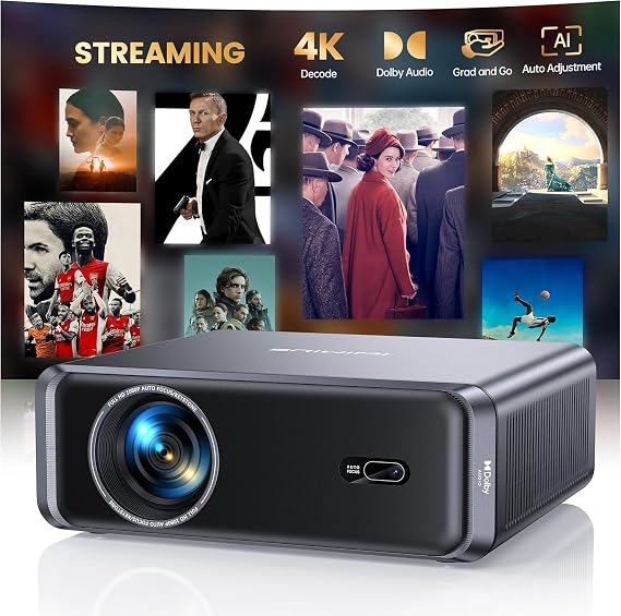 Smart Projector Auto Focus/Trapezoidal Correction 1000 ANSI Projector 4K Supported WiFi6 Bluetooth Full HD 1080P Mini Projector 4K Home Cinema / Outdoor for Mobile Phone/PC