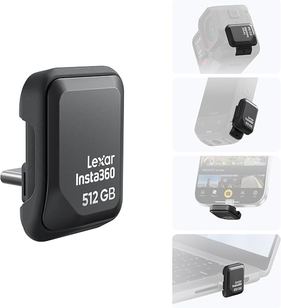 Insta360 Quick Reader 512GB Portable SSD, Fast External Thumb Drive Storage, USB-C Memory Stick Ace Pro 2/X5/X4 Air, iPhone, Android, PC, Co-Developed with Lexar for Creators