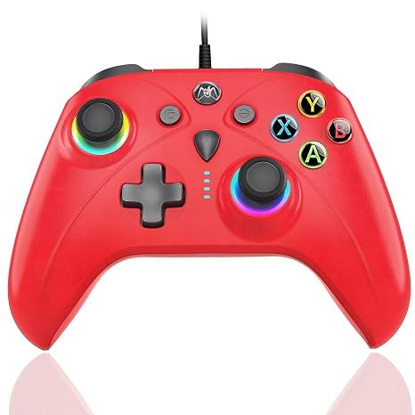 Ninconrep Wired Controller for Series PC, Gaming Control Controllers with 1000Hz Polling Rate No Drift Stick, Custom Paddles Turbo Remote, RGB Light Red Gamepad