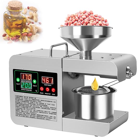 Automatic Electric Oil Press Machine,Essential Oil Press Machine,Stainless Steel Nut Oil Extractor Seeds,for Peanut Sunflower Coconut Soybean