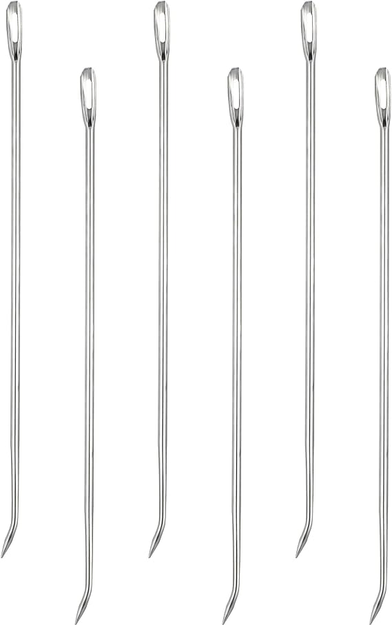 WILLBOND 6-Piece Stainless Steel Curved Poultry Trussing Needles for Securing Stuffed Turkey, Chicken, Roasts and Rolled Meats