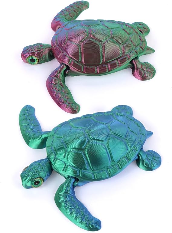 LALASTYULE 2PCS 3D Printed Mini Animals Set Turtle Fidget Toys Articular Mobility Toys Articulated Flexible Turtle Home Office Decor Educational