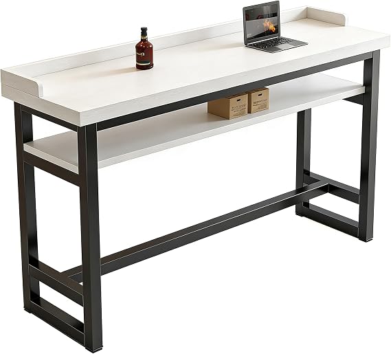 Narrow Bar Table - 41" Counter Height Long Bar Table with Solid Wood Top for Kitchen, Living Room, Behind Couch, Pub, Coffee Shop & Small Spaces