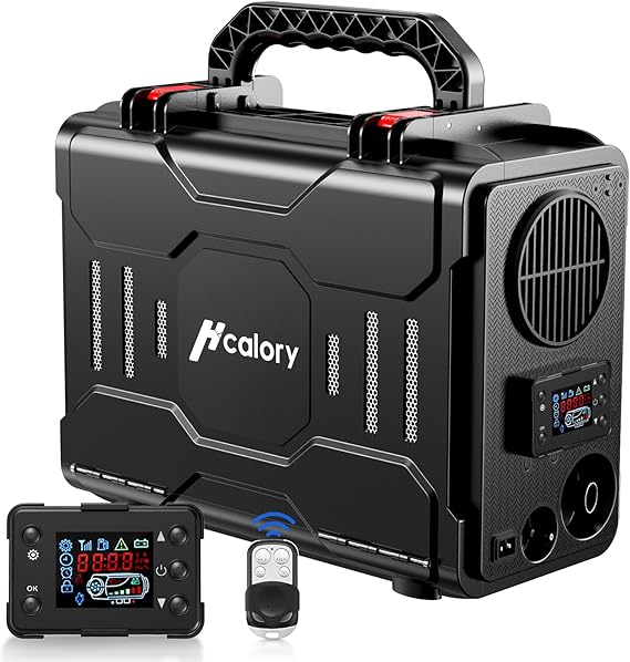 HCALORY 12V Portable Diesel Air Heater, 5KW All-in-One Diesel Parking Heater, Parking Bunk Heater with Remote Control, and LCD Monitor for Car Trucks Boat Bus RV Motor-Homes and camper