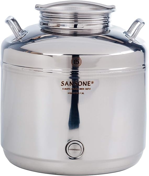 Sansone NSF Stainless Steel Water Dispenser Container with Spigot, 3.96 gallon jug (15 Liter)