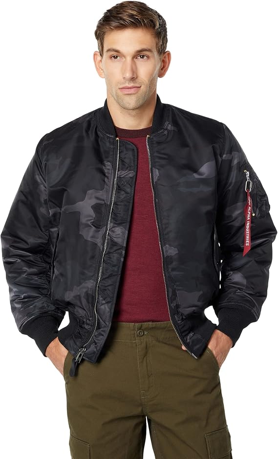 Alpha Industries Men's MA-1 Flight Jacket - Black Woodland Camo (M)
