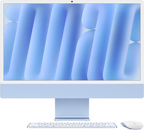 iMac All-in-One Desktop with Apple M4 chip: 10-core CPU, 10-core GPU, 24-inch Retina Display, 16 GB Unified Memory, 265 GB SSD Storage, Compatible Accessories. Blueish