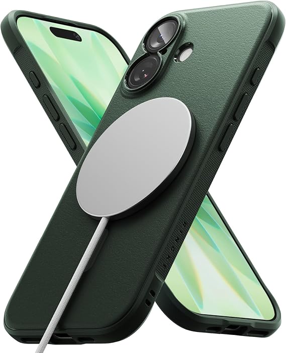 Ringke Onyx for iPhone 17 Case, [Compatible with MagSafe] Oil & Dirt Resistant, Individual Lens Covers for Cameras, Non-Slip Enhanced Grip Lightweight Cover - Magnetic Dark Green