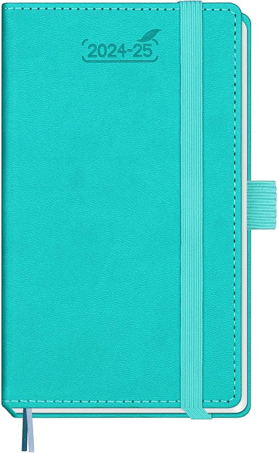 BEZEND Planner 2025 Starts from Now, 18 Months (July24-Dec25) [Turquoise] 3.5" x 6", Academic Year Planner, Daily Weekly and Monthly Calendar with Pen Holder, Vegan Leather Hard Cover