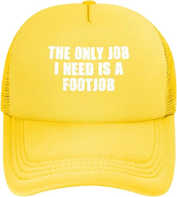 Black Trucker Hats Women Mesh Adjustable Snapback Hat for Men & Women The Only Job I Need is A Footjob Baseball Cap