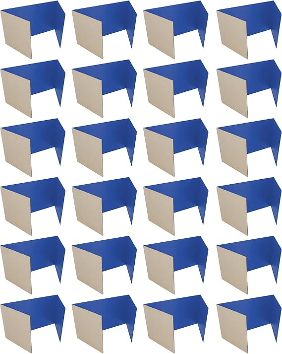 Flipside Products 12x 48 Blue Study Carrel, Privacy Boards, Student Privacy and Focus Booth for The Classroom, Desk Divider Cubby for Tests, Made in USA - 24 Pack