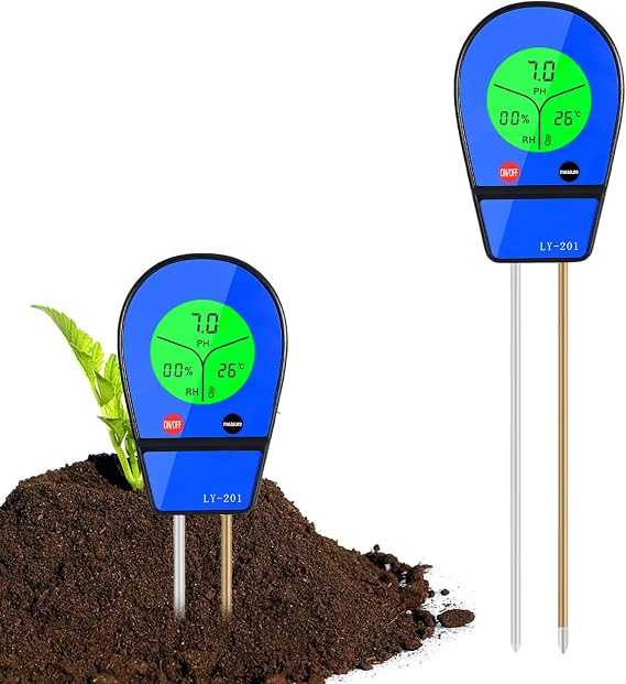 Digital Soil Tester 3 in 1 Soil Meter PH Meter Moisture Fertility Moisture Meter Dual Sample System with LCD Display for Plants Gardening Lawn Garden Agriculture
