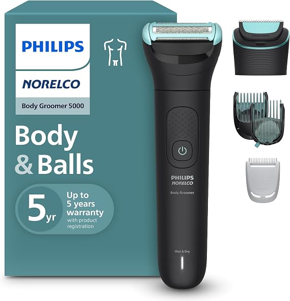 Philips Norelco Body Groomer 5000, Body & Balls, Dual Head Trimmer & Shaver