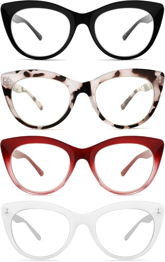 4 Pack Reading Glasses Women Blue Light Blocking Readers