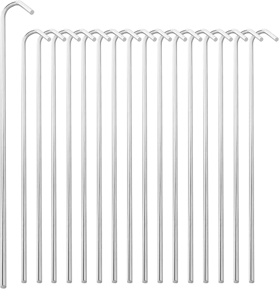 Super Z Outlet 9" Galvanized Non-Rust Anchoring Tent Stakes Pegs for Outdoor Camping, Soil Patio Gardening, Canopies, Landscaping Trim (20)