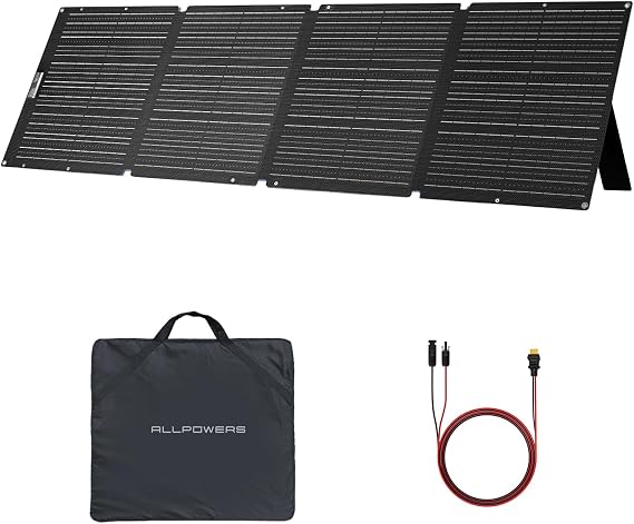 ALLPOWERS SE200 200W Portable Solar Panel, Solar Charger for Power Station | S2000 PRO R1500 LITE R2500 V2 P300 P1800, Foldable Monocrystalline Solar Cell Solar Kit for Camping RV Van Outdoor Off-Grid