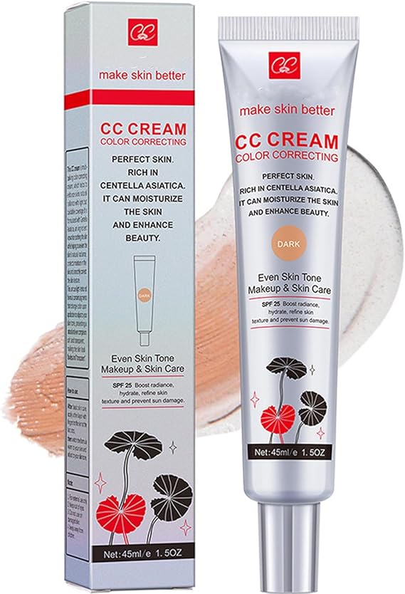 Centella Asiatica CC Cream - Color Correcting CC Cream with SPF 25, Lightweight Tinted Moisturiser and Brightening Face Cream, Invisible Pores Long-Lasting CC Cream for Naturally Glowing Skin