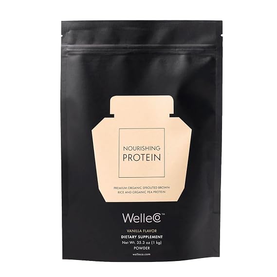WelleCo Plant-Based Vanilla Protein Powder, Organic Brown, 35.2 Oz
