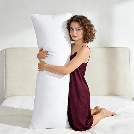 59x19.7 Inch Dakimakura Anime Body Pillow - Premium Soft Fabric with Polyester Filling, White, Vacuum-Packed, Compatible with Custom Anime Body Pillow Cases