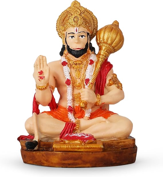 Multi Color Handmade Bajrang Bali Lord Hanuman Idol | Hindu Monkey God Idol | Idol for Car, Office and Home Decor | 8 cms | Gifting Purpose (Lord Hanuman Statue) – Pack of 1