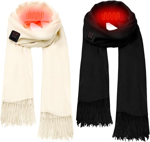 2 Pcs Heated Scarf for Women Men USB Heating Scarf Soft Warm Electric Heated Neck Warmer for Winter
