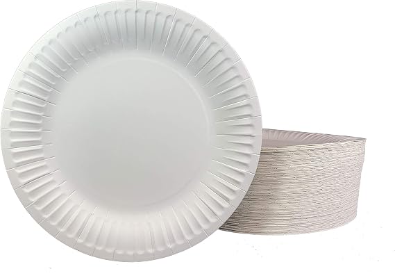 The Heavy Weight Standard 9-Inch Grease Resistant Paper Plates coated, White 125 Plates