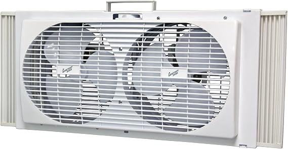 Comfort Zone CZ309 - 9" Twin Portable Window Fan, White
