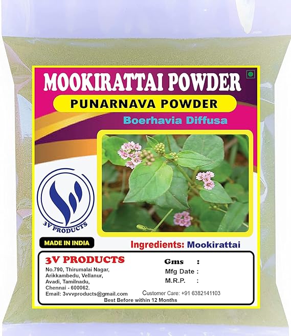 A.K. 3V PRODUCTS: Mookirattai Powder 100g | Punarnava Powder | Boerhavia diffusa | Saranai Keerai Powder