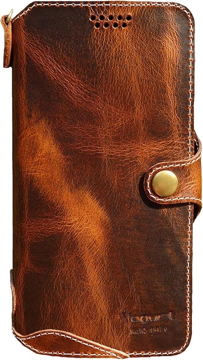 Yogurt Case for Samsung Galaxy A56, Case for Samsung Galaxy A36, Genuine Leather Wallet Cover for Samsung A56/ A36, Handmade Dark Brown