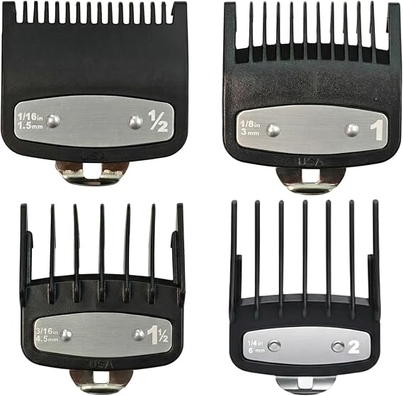 4 Pcs Clipper Guards for Wahl, Professional Replacement Hair Clipper Guide Combs, Hair Clippers Trimmers with Metal Clip, Comb Attachment for Wahl Fits Most Size Clippers Guide Combs