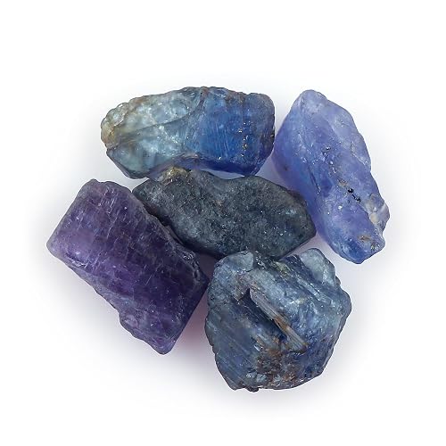 CRYSTALIS 5pcs, 10-14mm, Natural Tanzanite Raw Crystals, Loose Gemstone Wholesale Bulk Rough Jewelry Making Supply, Chakra And Healing Stones, Wire Wrapping, DIY, Tumbling, Gem Collection