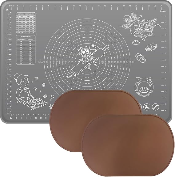 XL Silicone Pastry Mat, Small Baking Mat, Food Grade Silicone Rolling Board