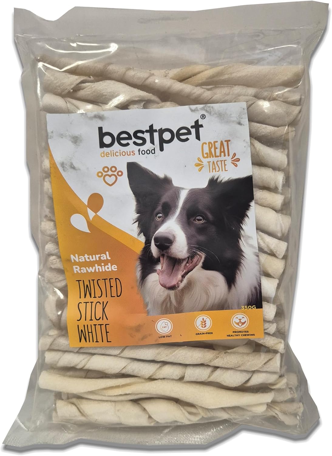 Bestpet Twisted Stick White, 100% Natural Leather White Auger Dog Reward Bar 350g