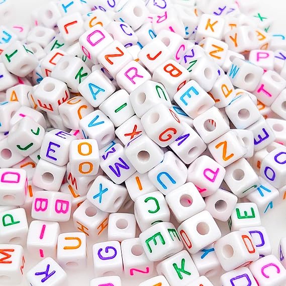 300+Pcs 10mm Big Large Alphabet Letter Beads Cube Acrylic (Colorful)