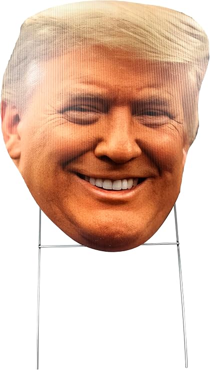 Trump Head Cutout with Stake 21"x16" Easy to Install Lawn Sign Conservative Party Election Made in the USA